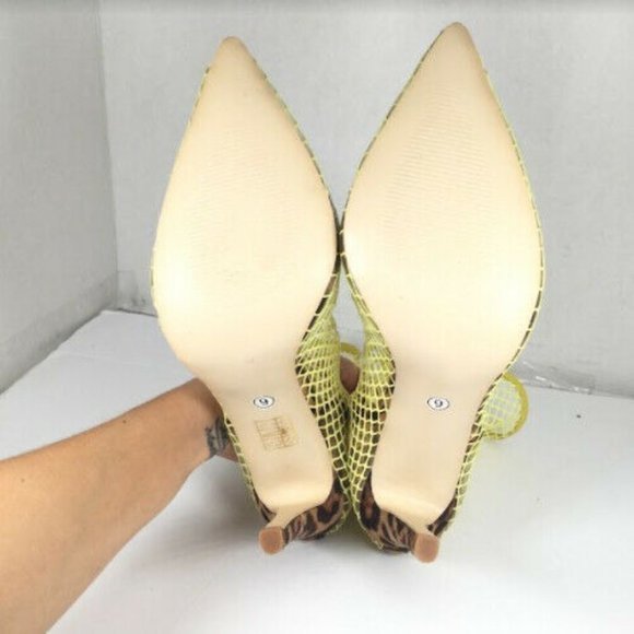 Why Envy Me? Women's Pointed Toe Mesh Heels Leopard Print Yellow Size 9 - Picture 8 of 9